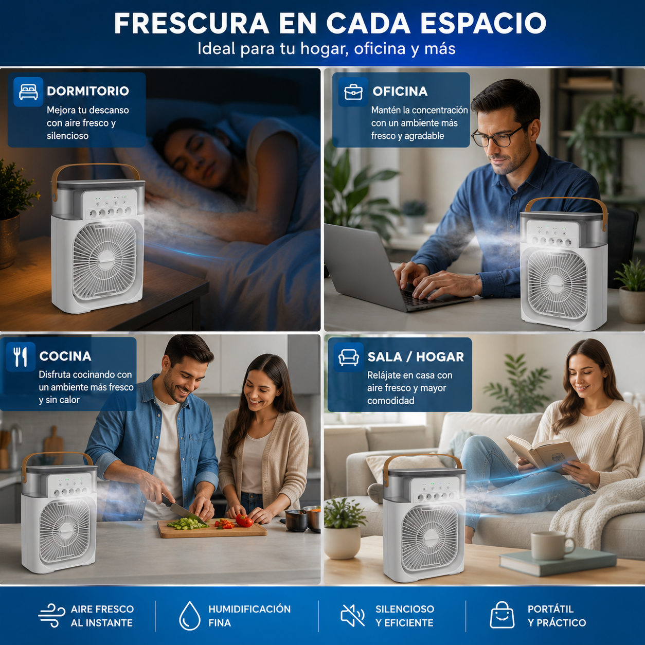Ventilador Humidificador Portátil 5 en 1