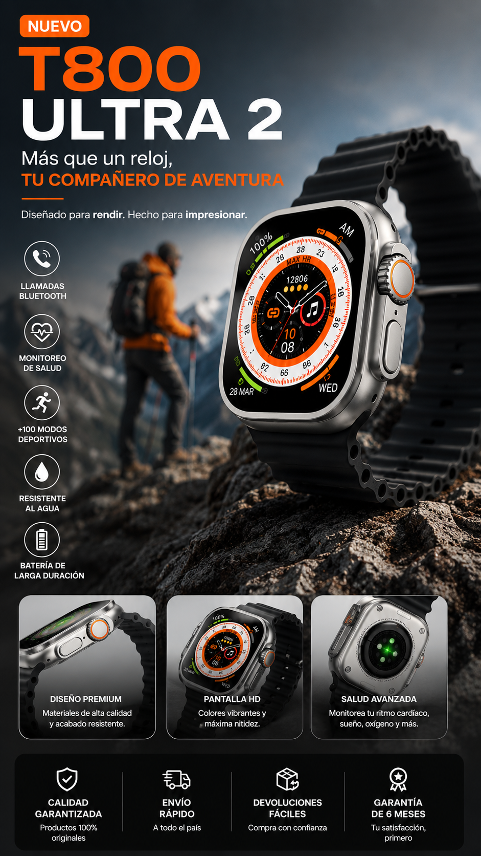 Smartwatch T800 Ultra 2 — Reloj Inteligente Deportivo